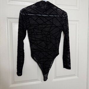 Sheer Black Web Bodysuit
